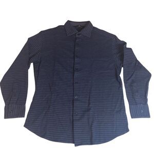Hart Schaffner Marx Men's L Blue Striped Long Sleeve Button-Up Shirt
